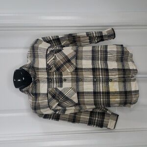 Debut Vintage 1980s Gray & Tan Plaid Button Down Shirt Size Medium